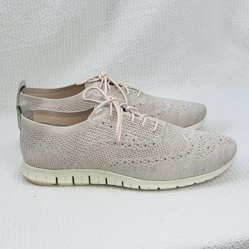 Cole Haan Womens 10.5B Zerogrand Stitchlite Sneakers Pink Metallic Knit